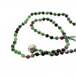 Sterling silver and faceted zoisite ruby beads necklace 45cm