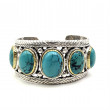 Sterling silver, Brass and Turquoises bracelet