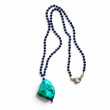 Sterling Silver Necklace with lapis lazuliBeads and a Turquoise Nugget, 45 cm