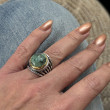 Sterling silver ring with brass and african turquoise
