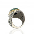 Sterling silver ring with brass and african turquoise