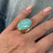 Sterling silver ring with brass and amazonite