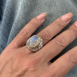 Sterling silver ring with brass and blue moon stone
