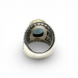 Sterling silver ring with brass and faceted aqua marina