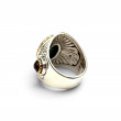 Sterling silver ring with brass and turquoise & tourmalines