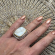 Sterling silver ring with brass and white mother of pearl